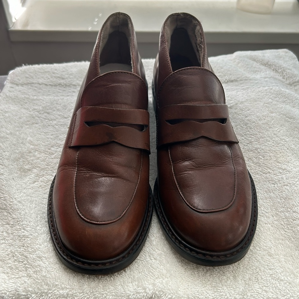 Franco Sarto Brown Leather Penny Loafers